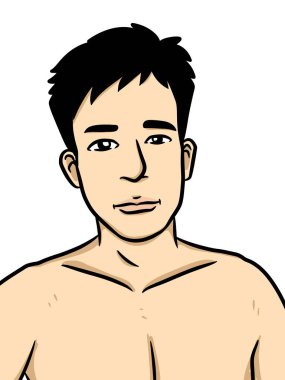 Beyaz arka planda sevimli bir adam çizgi filmi