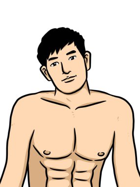 Beyaz arka planda sevimli bir adam çizgi filmi