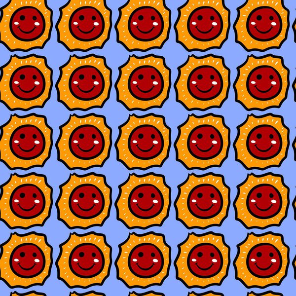 seamless pattern of cute sun cartoon