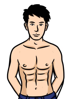 Beyaz arka planda sevimli bir adam çizgi filmi