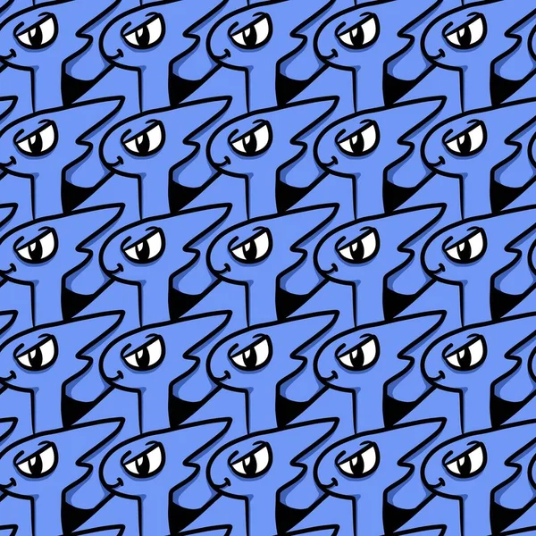 Seamless Pattern Cute Monster Cartoon — Stock Photo, Image