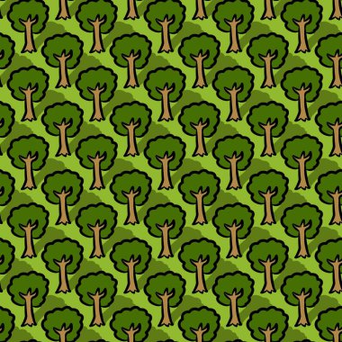 Ağaç karikatür arkaplanının kusursuz deseni