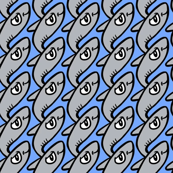 Απρόσκοπτη Μοτίβο Των Χαριτωμένα Ψάρια Κινούμενα Σχέδια — Φωτογραφία Αρχείου