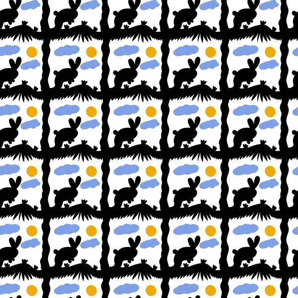 seamless pattern of rabbit cartoon