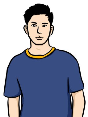 Beyaz arka planda sevimli bir adam çizgi filmi