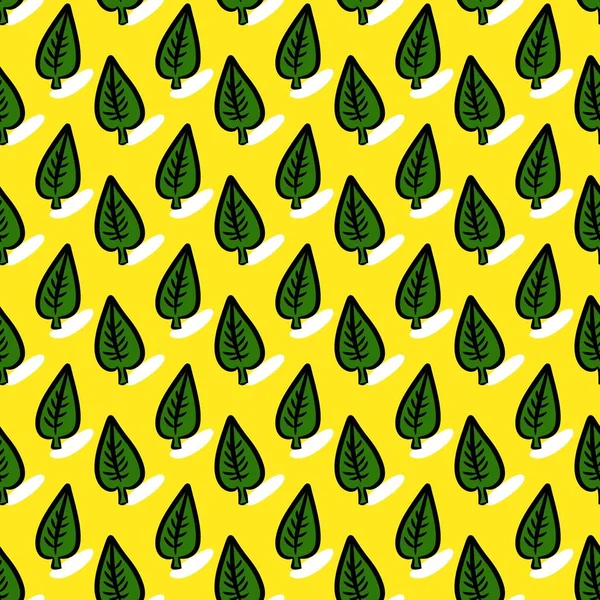Безшовний Візерунок Зеленого Листа Жовтому Фоні — стокове фото