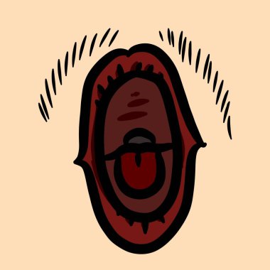 Kahverengi arka planda komik ağız