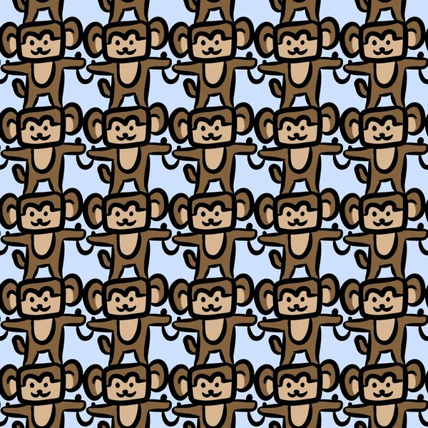 Απρόσκοπτη Μοτίβο Χαριτωμένο Καρτούν Μαϊμού — Φωτογραφία Αρχείου