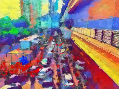 Yoldaki arabaların sanat rengi