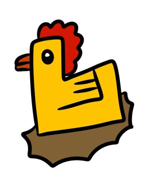 Beyaz arka planda sevimli tavuk çizgi filmi