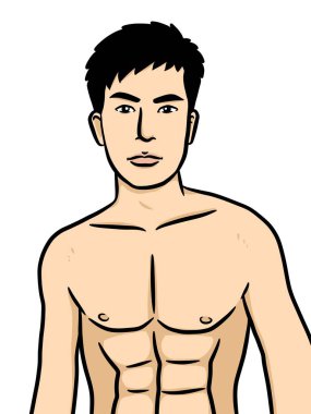 Beyaz arka planda sevimli bir adam çizgi filmi