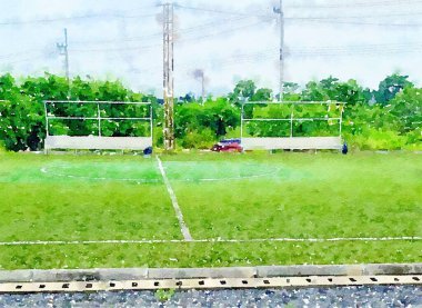 Futbol sahasının suluboya rengi