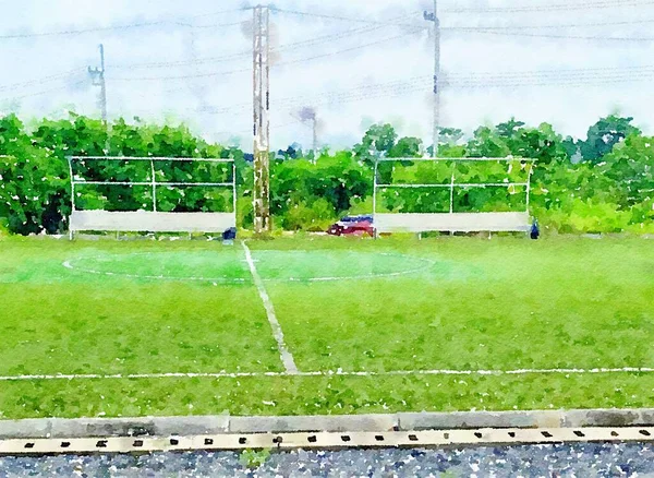 Aquarela Campo Futebol — Fotografia de Stock