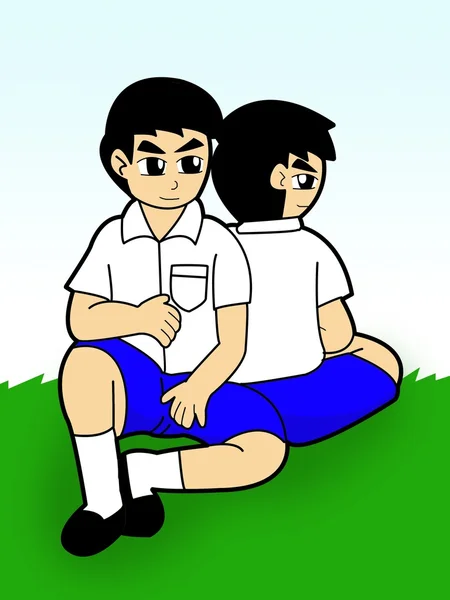Băiat student desen animat — Fotografie, imagine de stoc