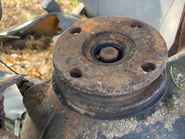 Eski paslı motor. Kapat. yüksek kaliteli fotoğraf