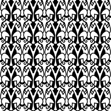 el çizimi elementlerle desensiz siyah beyaz dekoratif desen