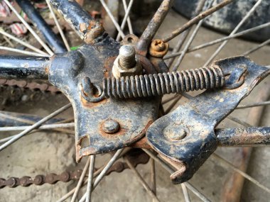 Eski bisiklet tekeri yakın görünüm