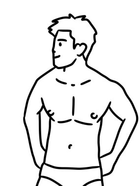 Beyaz arka planda sevimli bir adam çizgi filmi