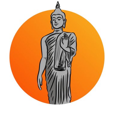 Buda heykeli ikonu. Web için Buda heykeli simgesinin özet çizimi
