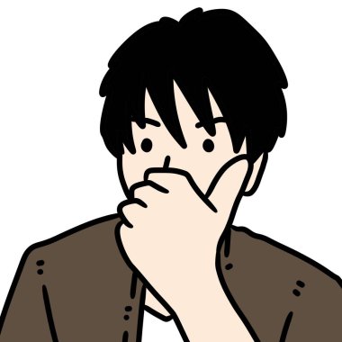 Çizgi film endişeli çocuk soru işareti ile