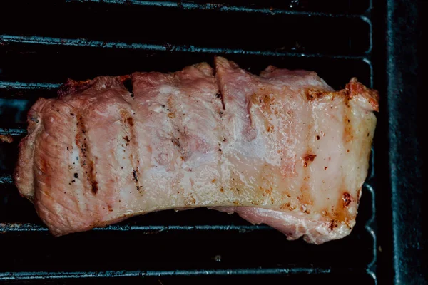 Enfoque Selectivo Costilla Cerdo Una Barbacoa Comida Estilo Vida — Foto de Stock