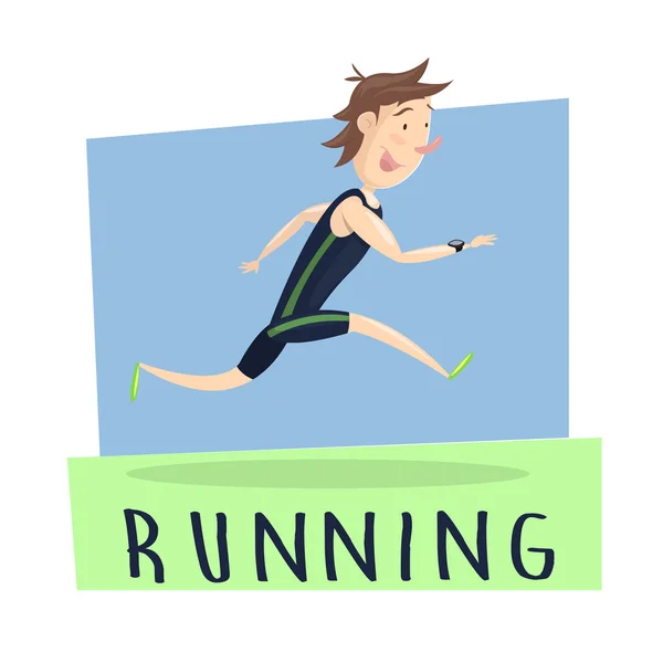Hombre Corriendo. imagen de dibujos animados — Vector de stock