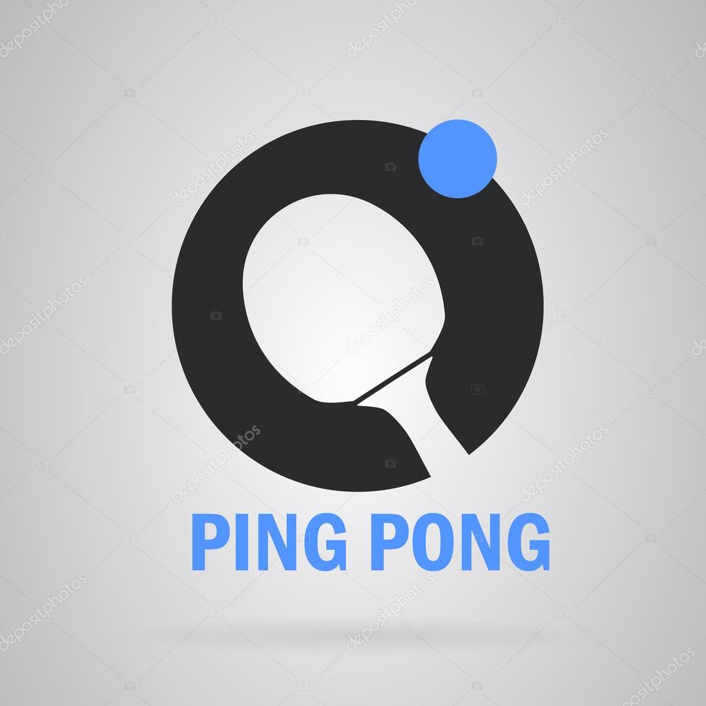 Logo ping pong: ping pong red paddle hitting blue ball. Vector