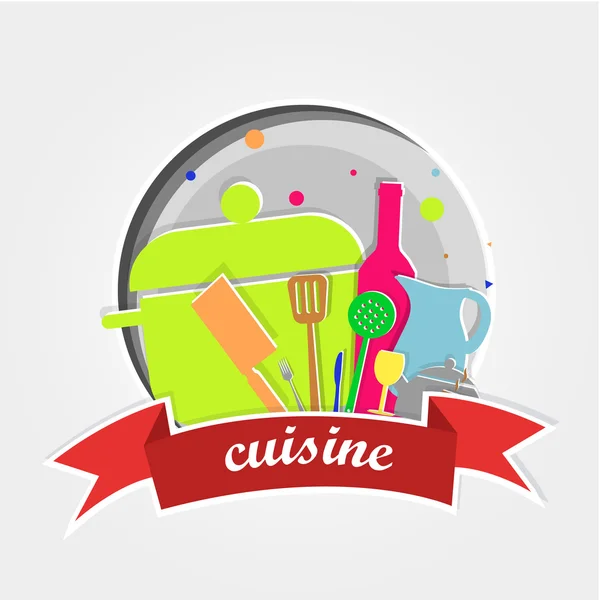 Renkli mutfak öğeleri kartı — Stok Vektör
