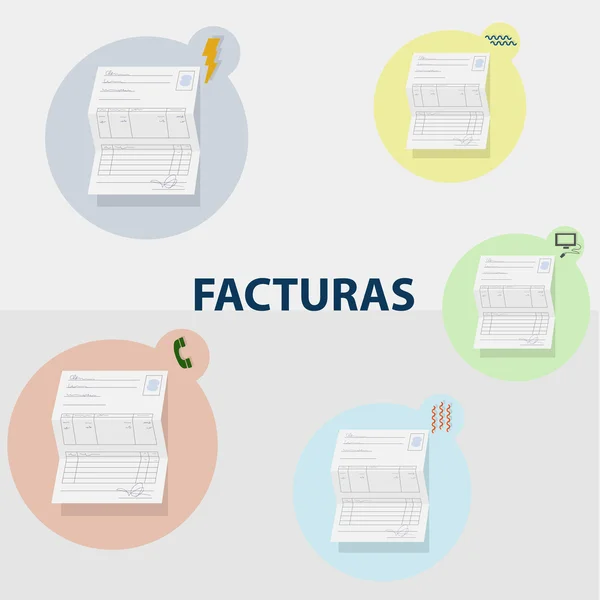 Todas las facturas domésticas en papel — Vector de stock