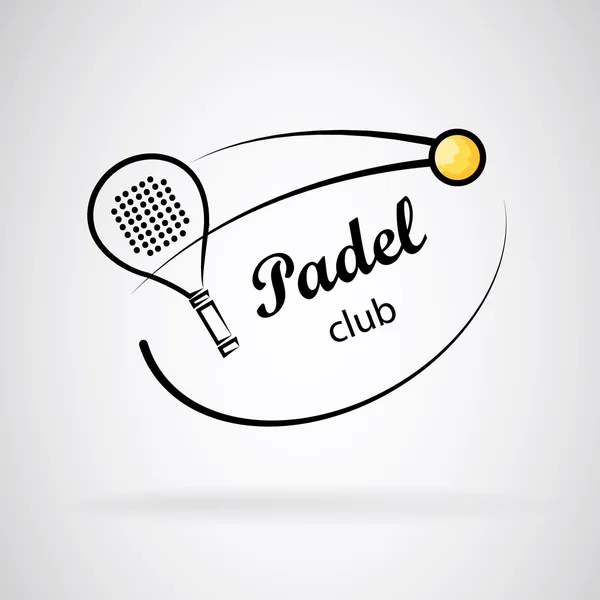 Logo para club de pádel. Raqueta y pelota — Vector de stock