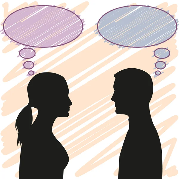 Bir erkek ve scr bir arka plan üzerinde siyah bir kadın siluetleri