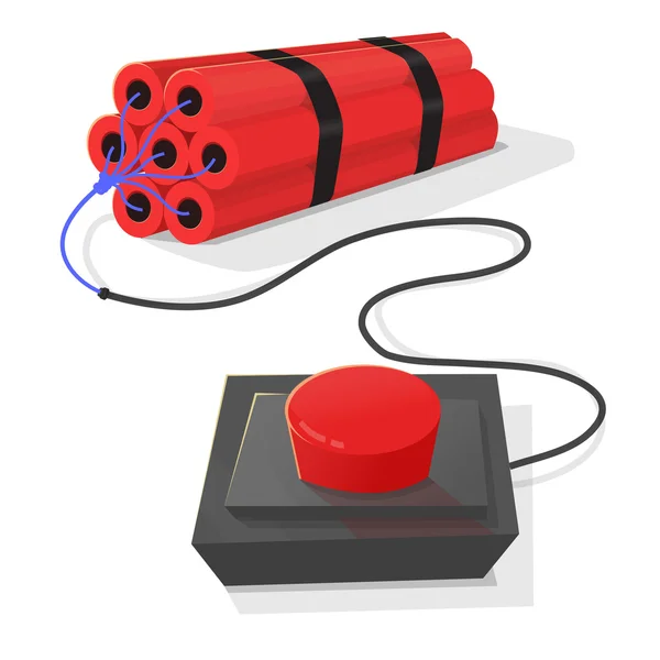 Dynamite and red detonator. — Stock Vector