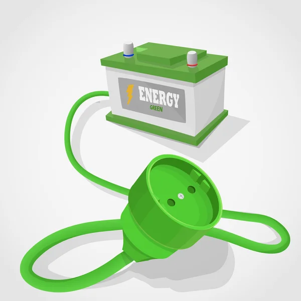 Conector acumulador de energia verde —  Vetores de Stock