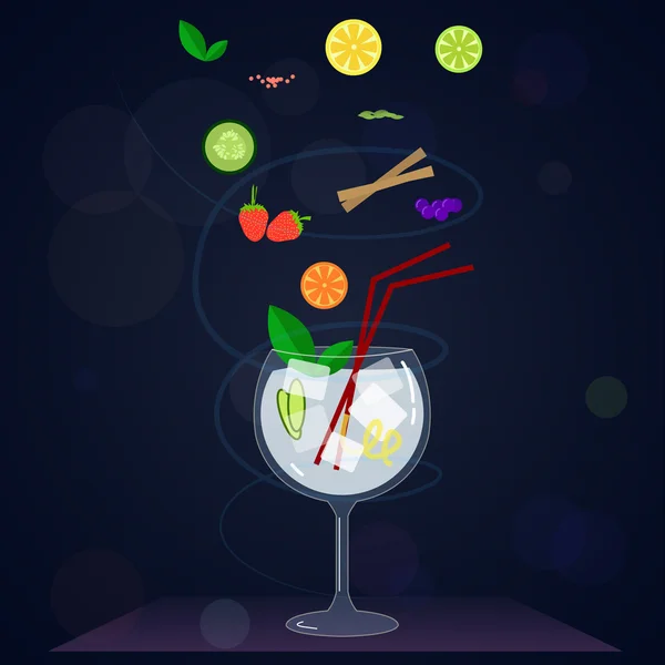 Gin Toniques fruits — Image vectorielle