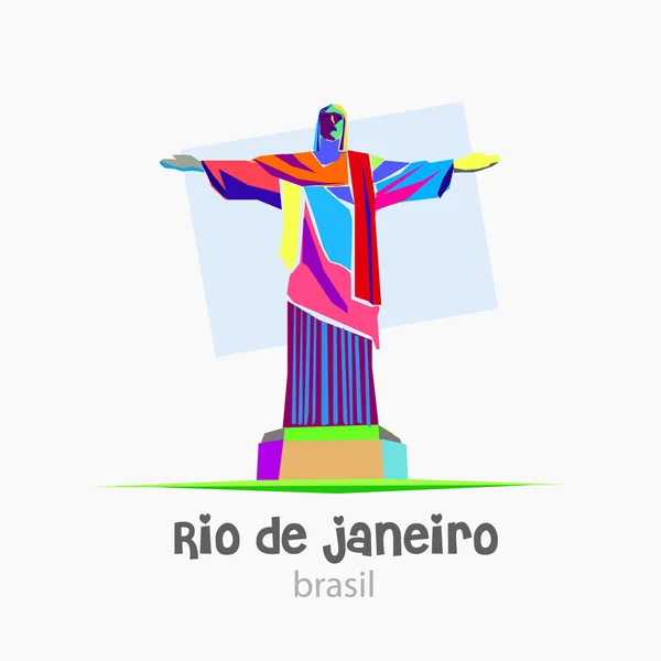 Christ Redeemer logo representing Brazil — Stock Vector