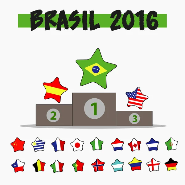 Brazil 2016 Olympics podium — Stock Vector