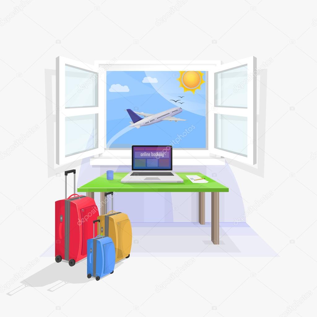 Online booking vector concept.Home