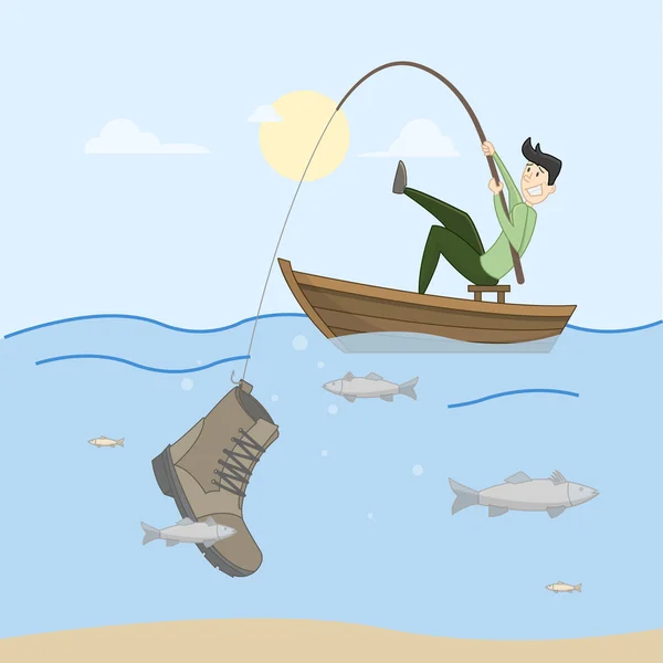 Bad luck fishing day — Stock Vector