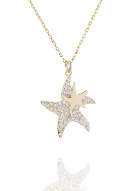 Beyaz bir arkaplanda e-ticaret için uygun mücevher resimleri. beyaz arkaplanda kolye