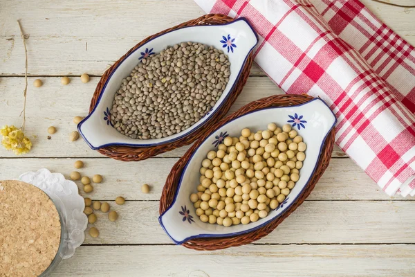 Soybeans and lentils