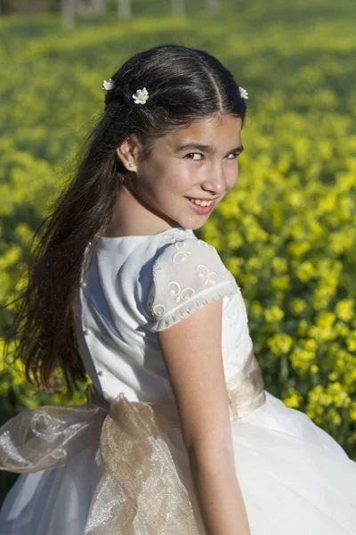 Girl with communion dress — Stock Photo, Image