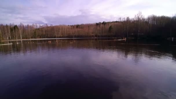 Volando el dron sobre el lago — Vídeo de stock