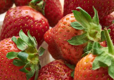 bir sepet closeup çilek. Meyve. Yakın çekim shot. seçici odak