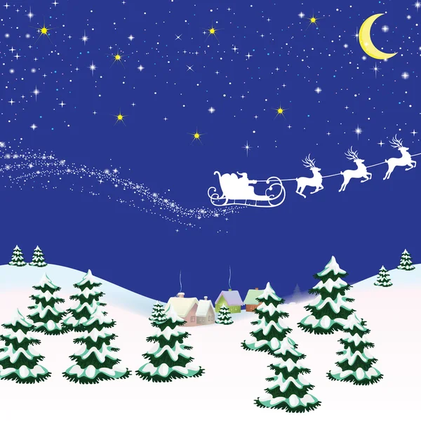 Noel kartı ile mavi bir arka plan üzerinde Noel Baba