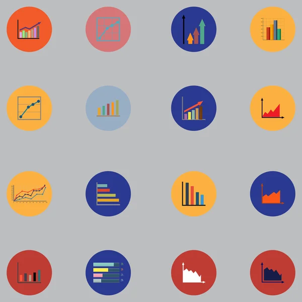 Gráficos, gráficos de tartes. Rubricas para empresas, estatísticas e relatórios. Plano — Vetor de Stock