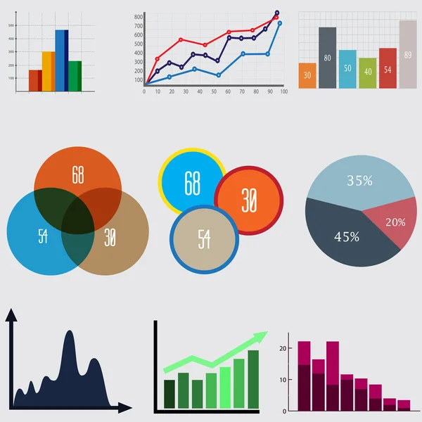 Éléments d'infographie. diagrammes et graphiques d'entreprise — Image vectorielle