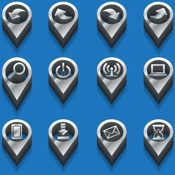 Icone in bianco e nero icone del computer. isometrico — Vettoriale Stock
