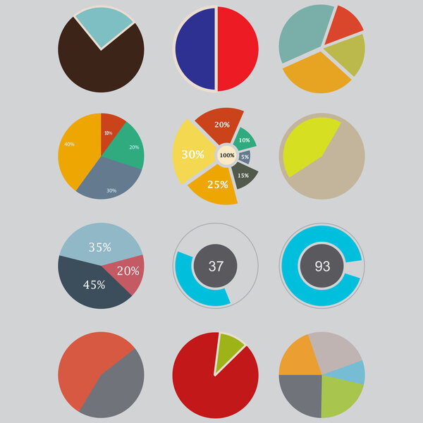 Infographic Elements, pie chart set icon, business elements and statistics