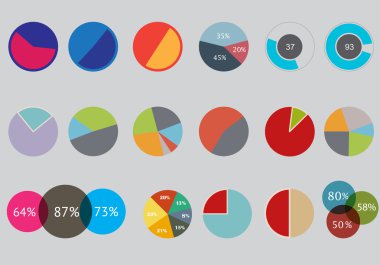 Infographic elemanları, pasta grafiği simgesi, iş öğeleri ve istatistiklerini ayarla