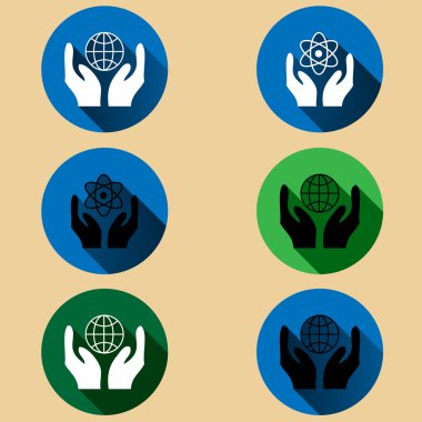 Kargo uzun gölgeler ile düz tasarım simgeler korumak